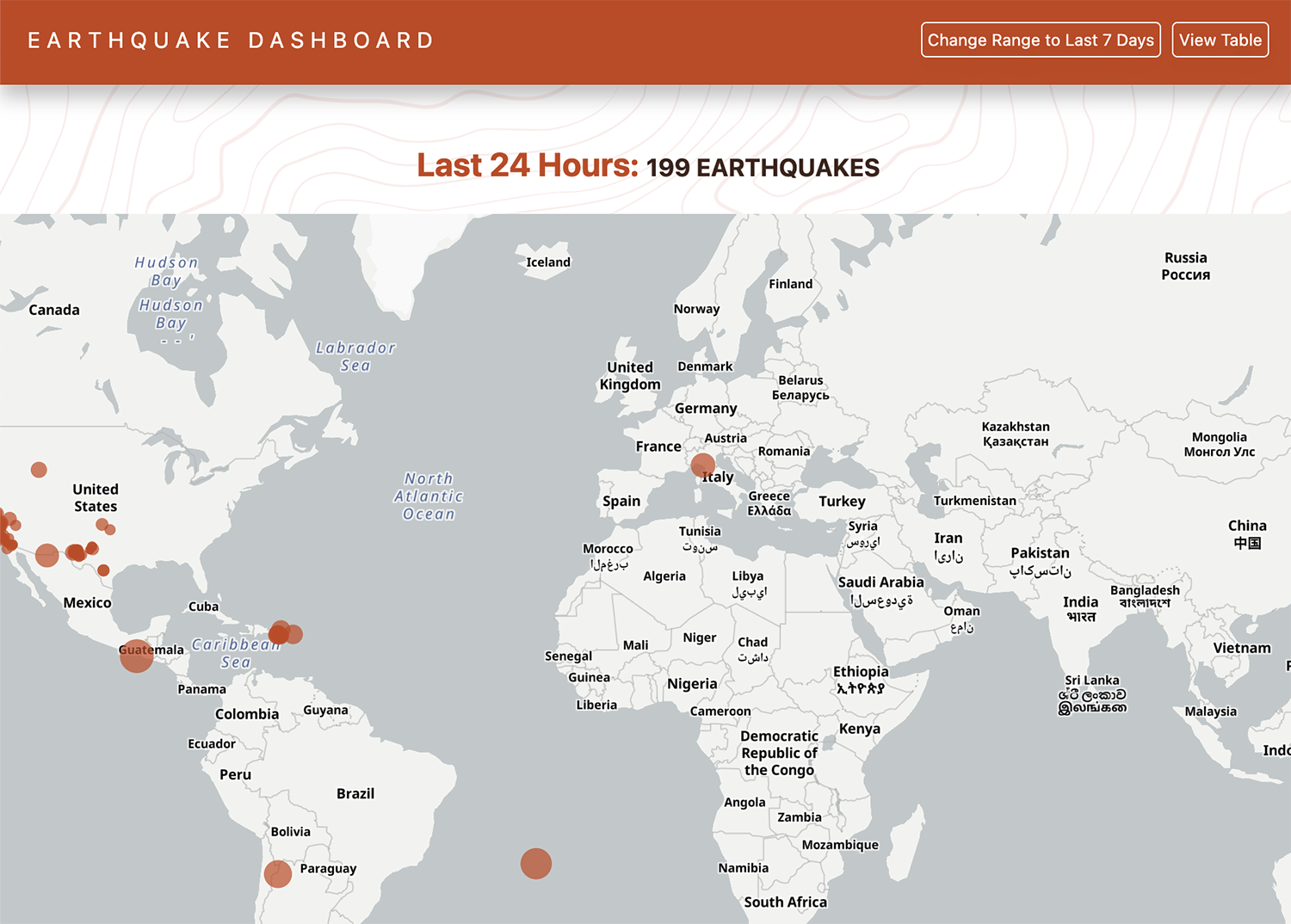 Earthquake Dashboard